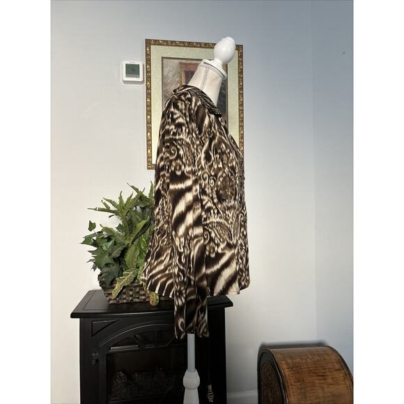 CH Chancelle Women Blouse Size 14 Collared V Neck Long Sleeve Open Front Button - Picture 6 of 10